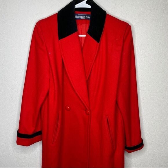 Vintage Herman Kay Petite Wool Blend Coat Red - Picture 7 of 9